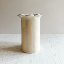 Load image into Gallery viewer, The pastel blue stripe and scallop daisy vase by Sea Bramble Ceramics