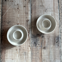 Load image into Gallery viewer, Handmade candle holders in a linen glaze made by Cleiog Ceramics